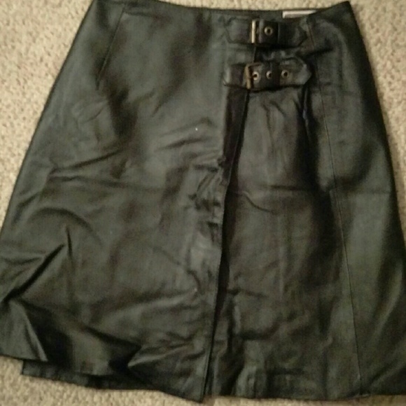 Short leather wrap skirt