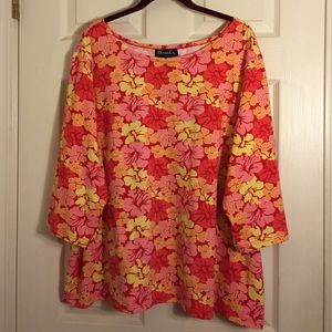 Denim & Co floral 3/4 sleeve top