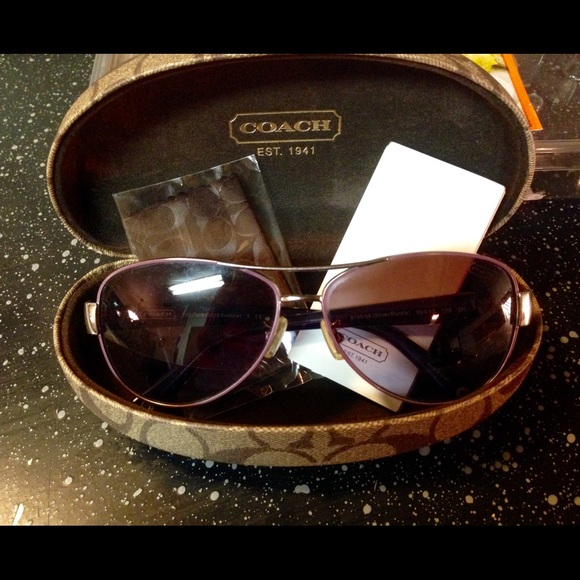 Purple Coach Aviator Sunglasses with case. - Picture 1 of 2