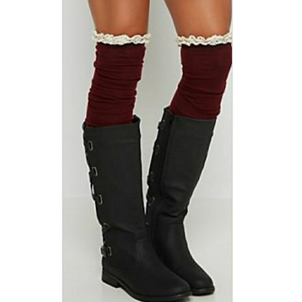 🆕BURGUNDY OVER THE KNEE SOCKS - Picture 3 of 5
