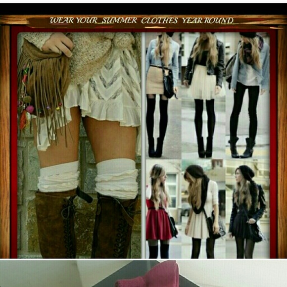 ๐BURGUNDY OVER THE KNEE SOCKS - Picture 4 of 5