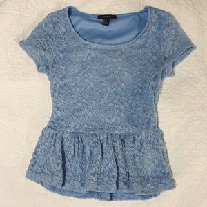 Forever 21 light blue floral patterned peplum top