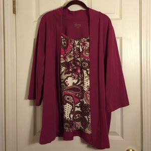 Denim & Co berry jacket with attached top