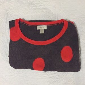 LOFT brown and orange polka-dot sweater
