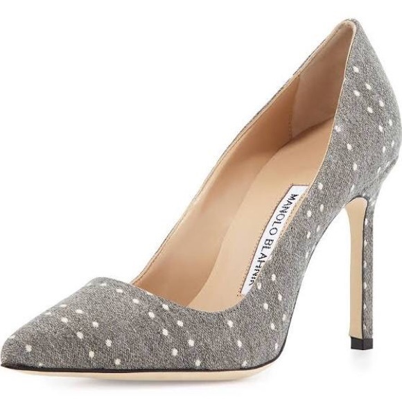 Grey and white flannel Manolo Blahnik pumps