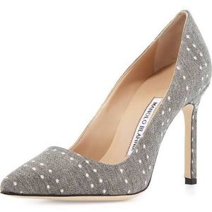 Grey and white flannel Manolo Blahnik pumps