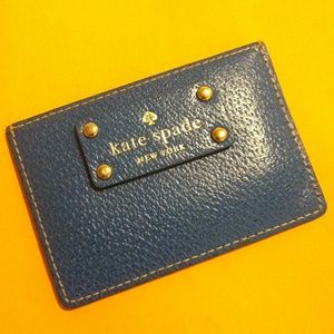 Kate Spade Leather Card Holder Blue and Tan