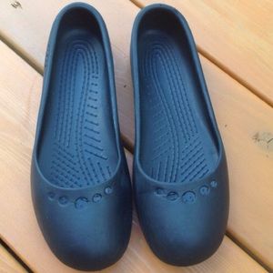 Black croc ballet flats Sz 7