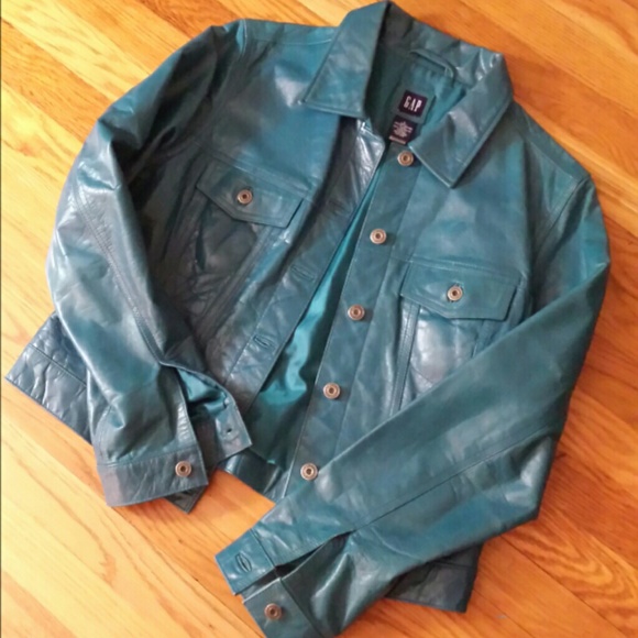 Gap Teal Leather Jacket