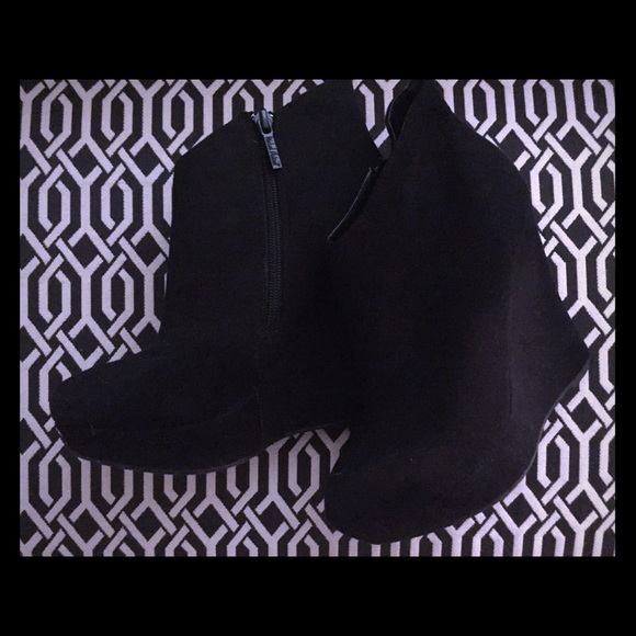 Black Wedge Suede Booties