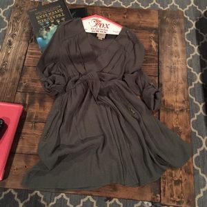 Army green cinched waisted wrapped type dress