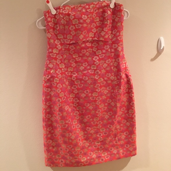 Jcrew strapless dress with metallic detail