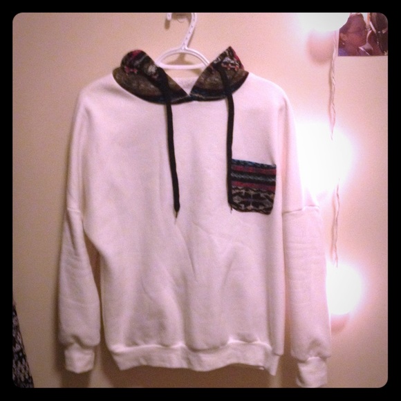 A white fuzzy sweatshirt