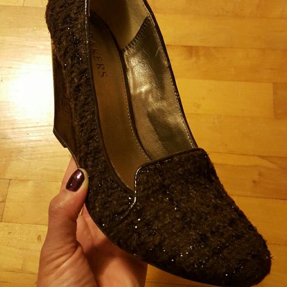 Bakers Brand Tweed wedge heels.
