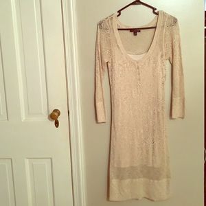 Crochet midi dress with slip