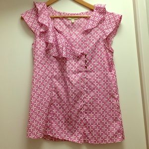 White and Pink Banana Republic Blouse