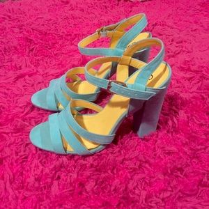 Green and yellow heels