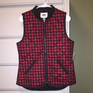 Black and red checkered vest
