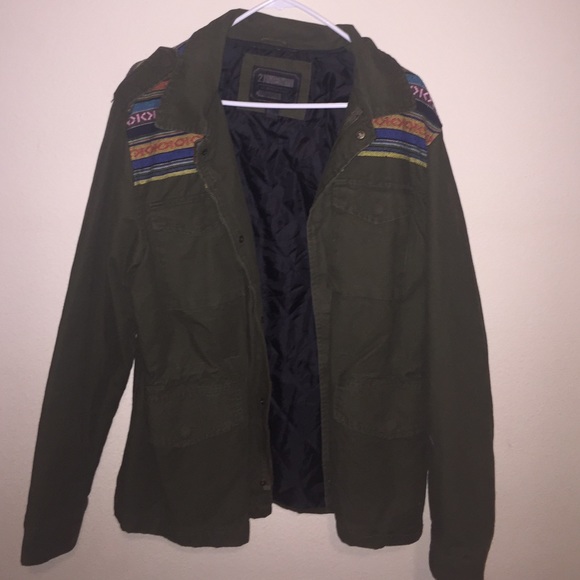 Army Green Jacket with a woven design forever 21