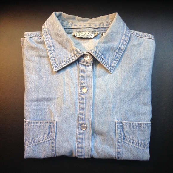 Vintage Medium Wash Denim Button Up - Picture 1 of 4