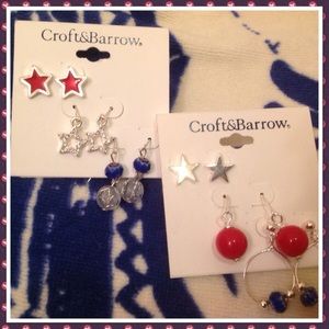 Croft & Barrow Earrings- New on Card - 6 pairs