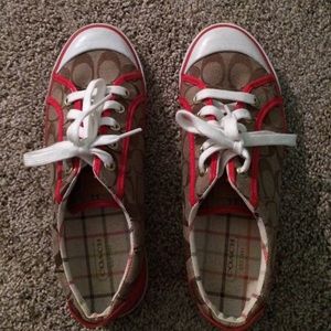 red coach sneakers