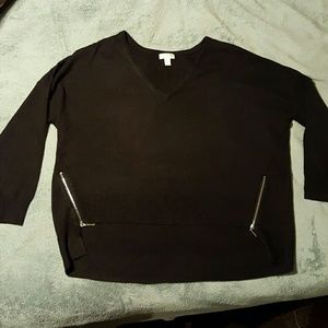 Black Hi- low Zipper Sweater