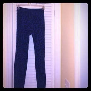 Blue and black leopard leggings
