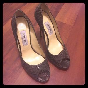 Jimmy Choo snakeskin heels. 5".
