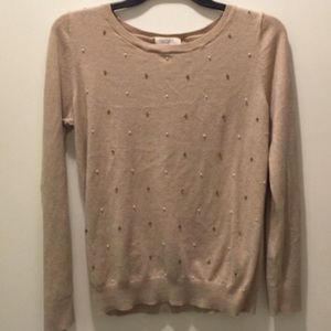 LOFT tan embellished sweater