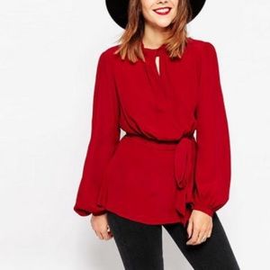 Backless mesh sexy shirt red