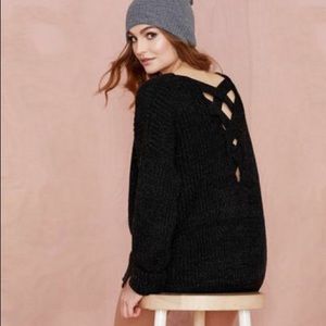 Back cross crew neck sweater