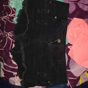 Black frayed Jean shorts