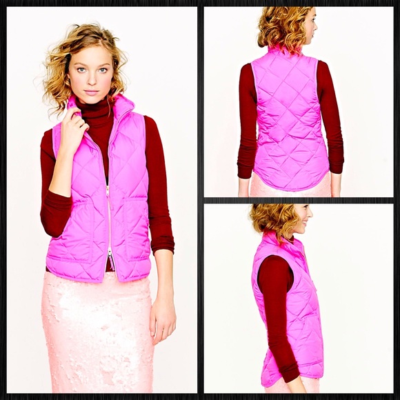 J. Crew Excursion Quilted Vest in Electric Pink