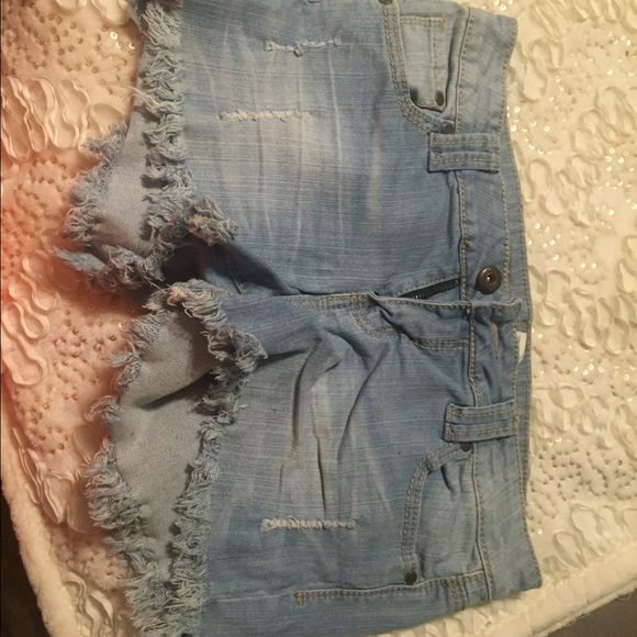 Blue asphalt cut off shorts