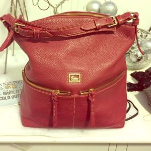 Large red leather Dooney & Burke tote