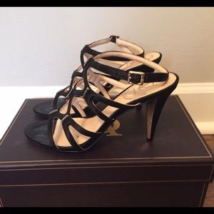 Vince Camuto Signature "Vogue" Black Satin Sandals
