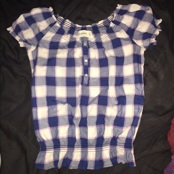 abercrombie ruffle plaid top