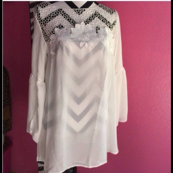 BOHO Peasant Hippie Chick Dress Lace Blouse Last 1 - Picture 2 of 4