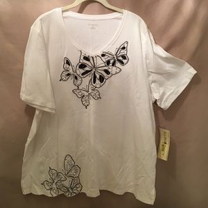 Allison Daley blouse w/embroidered & metal detail