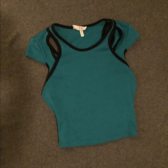Pacsun LA hearts teal edgy crop top