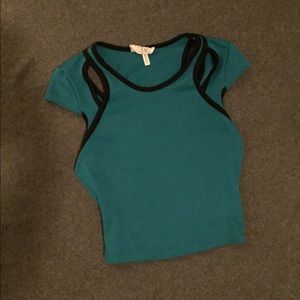 Pacsun LA hearts teal edgy crop top