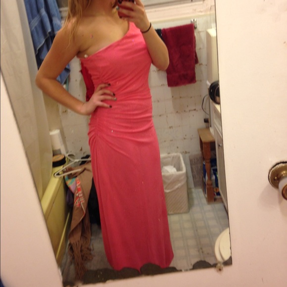 Large pink prom or semi formal dress