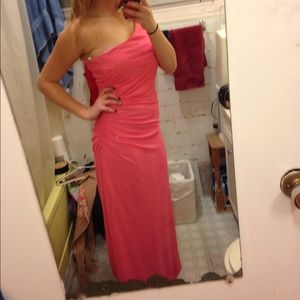Large pink prom or semi formal dress