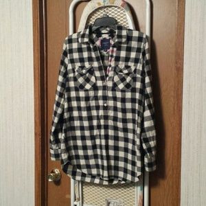 Black and white check ae button shirt