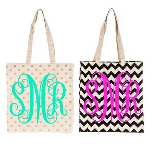 Canvas Tote w/ Vinyl Initials