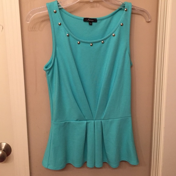 Aqua blue peplum top with studs