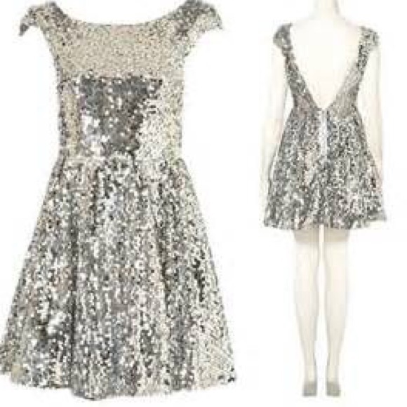 Silver sequin cocktail dress