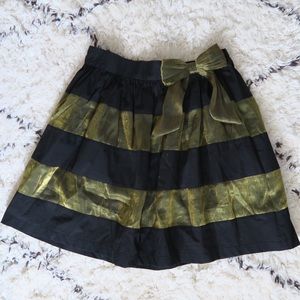 MODCLOTH gold & black bow striped skirt, Medium