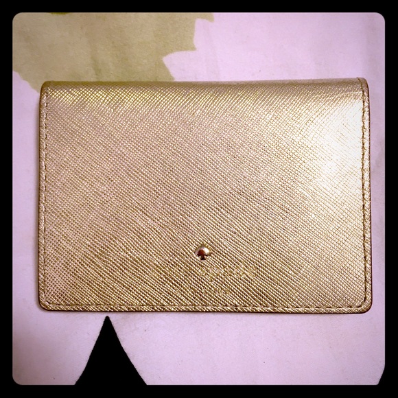 kate spade gold saffiano ID/card case